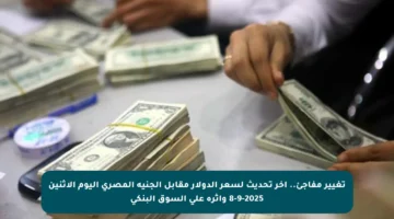 تغيير مفاجئ.. آخر تحديث لسعر الدولار مقابل الجنيه المصري اليوم الاثنين 8-9-2025 وأثره على السوق البنكي